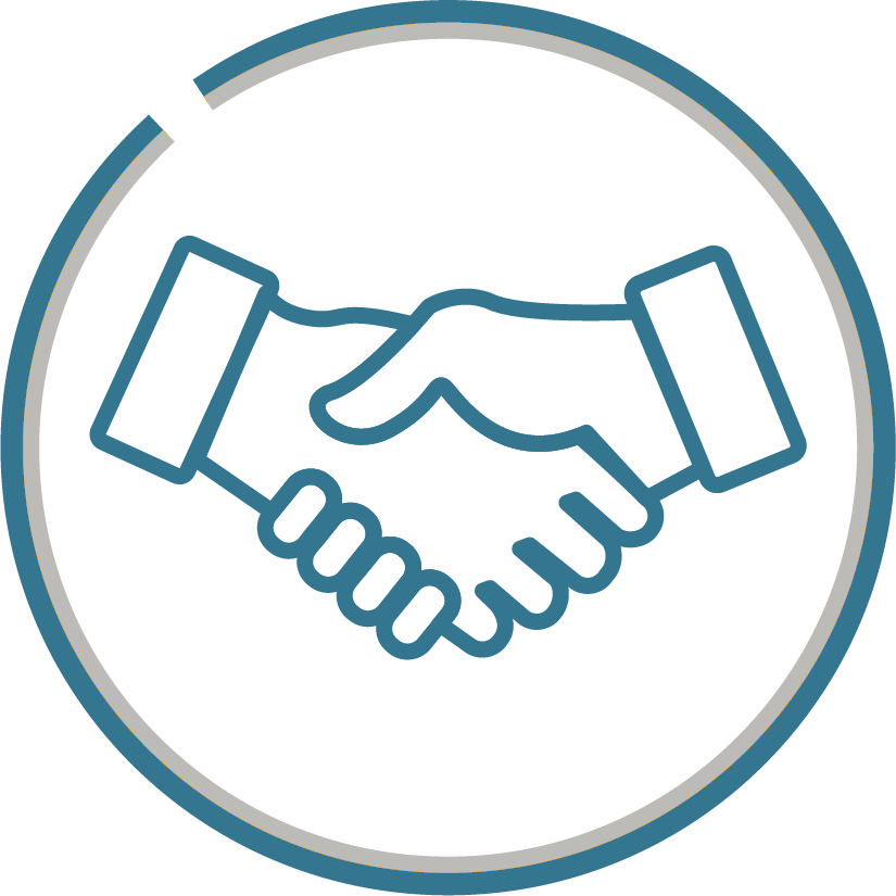 Icon Integration mit schüttelnden Händen.